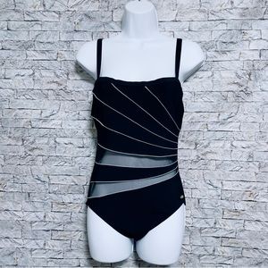 Sunflair  Beautiful one piece bikini bodysuit swimsuit  see through